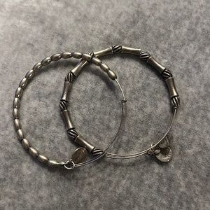 Pair of Beaded Silver Bangle Bracelets by Alex and Ani